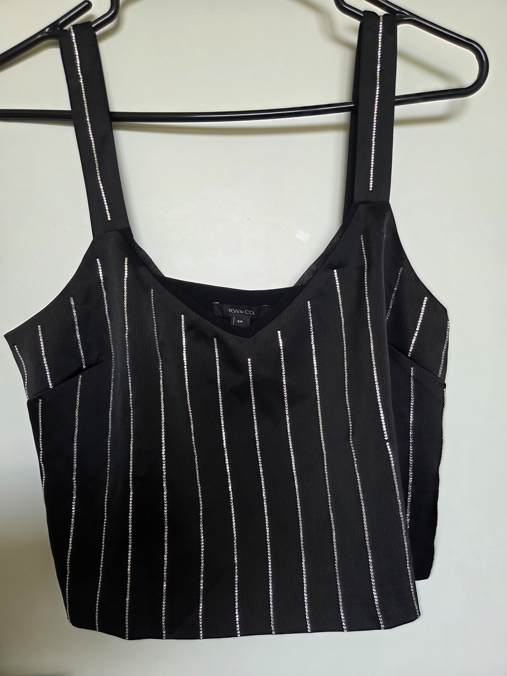 RW&CO. Black Pinstripe Square-Neck Crop Tank